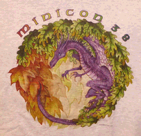 Thumbnail of Minicon 38 t-shirt front: a dragon surrounded by leaves below 'Minicon 38'