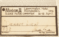 Small image of a Minicon 11 registration card, if I have the right name for this object