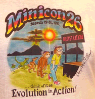 Small image of the front of the Minicon 26 t-shirt, hand colored
